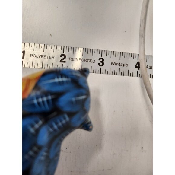 Vintage 1988 Enesco Hand Painted Ceramic Blue Owl Figurine Mounted On Wood Decor - Picture 8 of 9